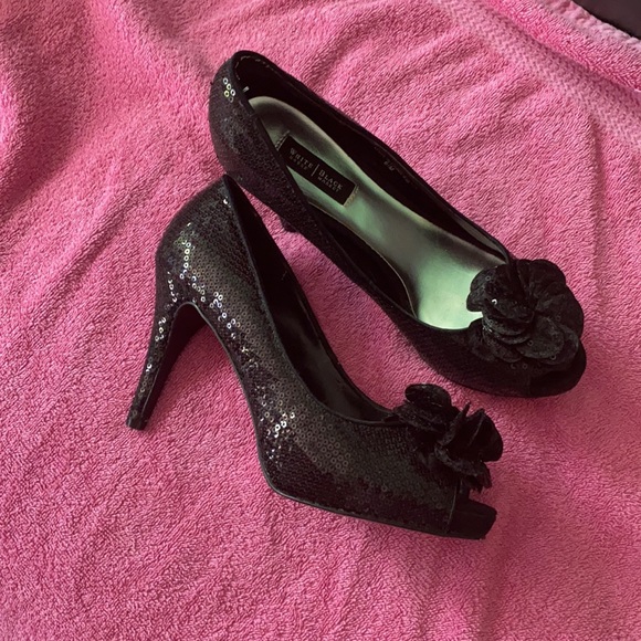 WHBM Black Peep toe heels - Picture 1 of 5